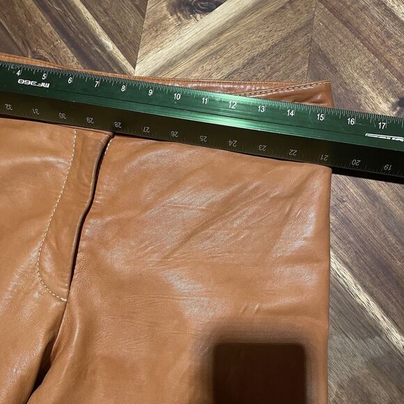 Cache Leather Pants Sz 8 Rock‎ Western Concert Party Camel Bootcut Y2K NOTE - Picture 6 of 10